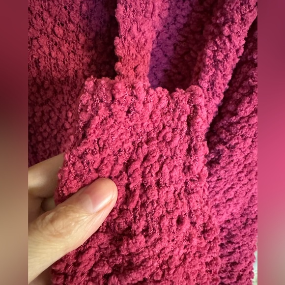 NWOT Zenana popcorn knit open front cardigan, size 1X, color is magenta - Picture 9 of 11
